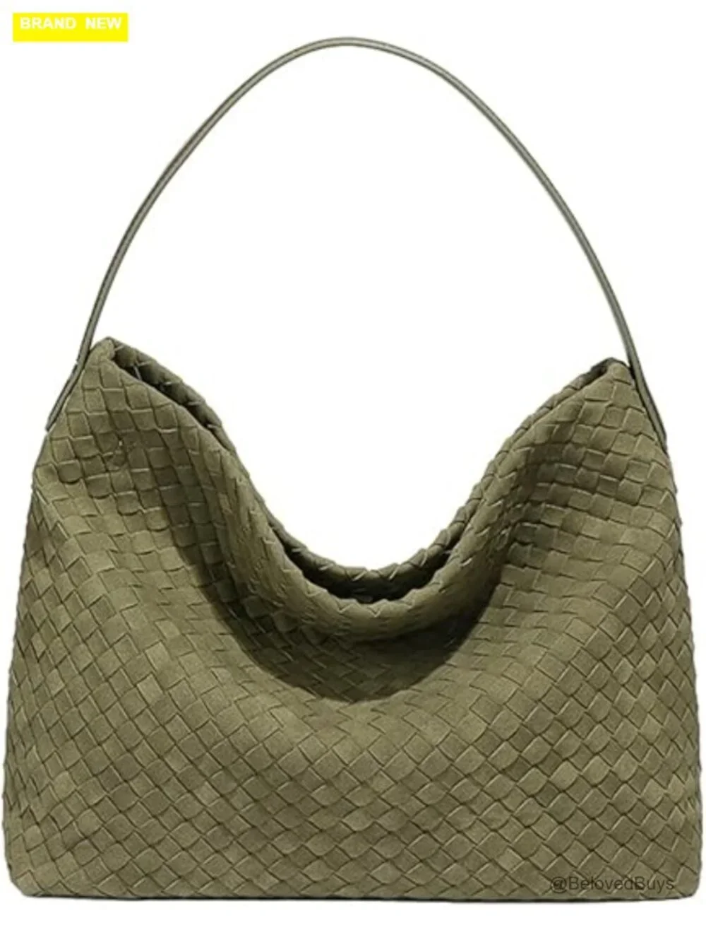 Faux Suede Woven Hobo Shoulder Bag with Top Handle and Crossbody Strap